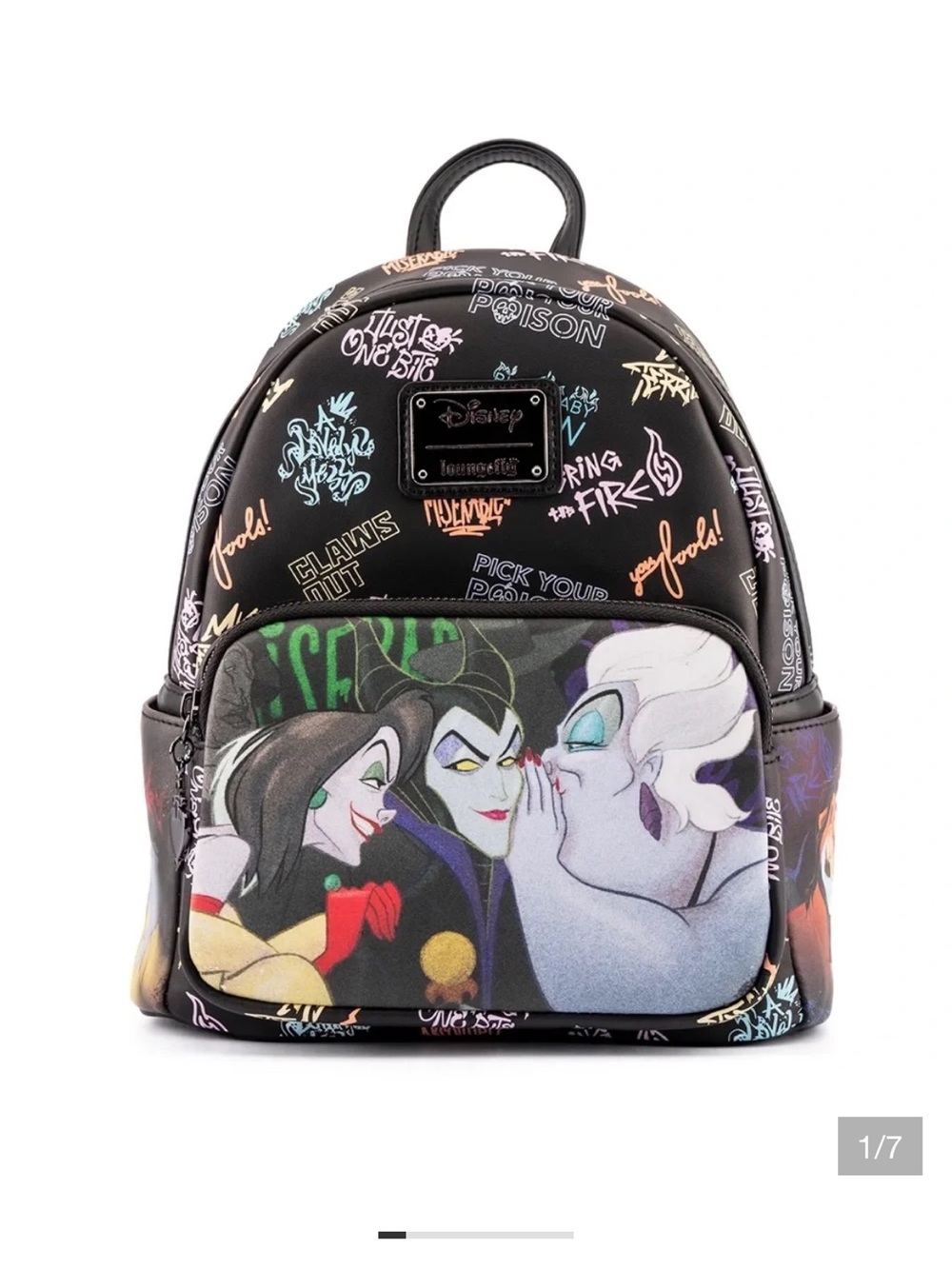 Loungefly Disney Villains Multicolor Graphic Mini Backpack NEW no tags
